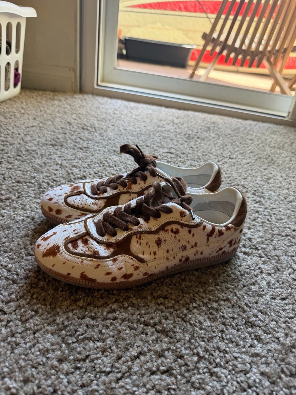 ALOHAS Brown & White Cowprint Sneakers